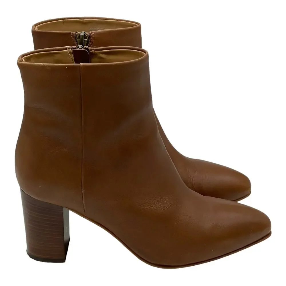 Aquatalia Florita Leather Ankle Boots - Brown - 8.5
